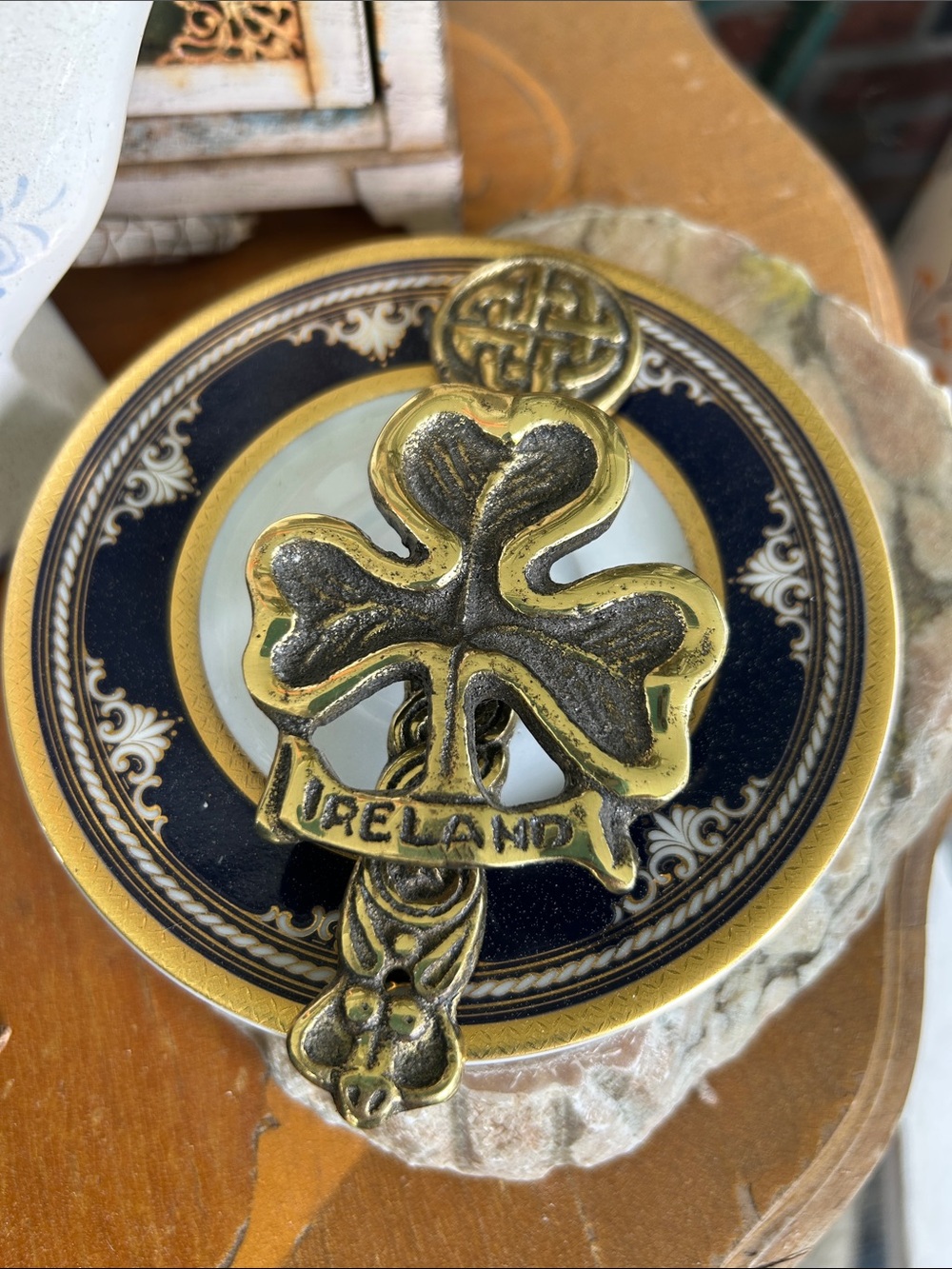 Vintage Ireland Brass Shamrock Door Knocker